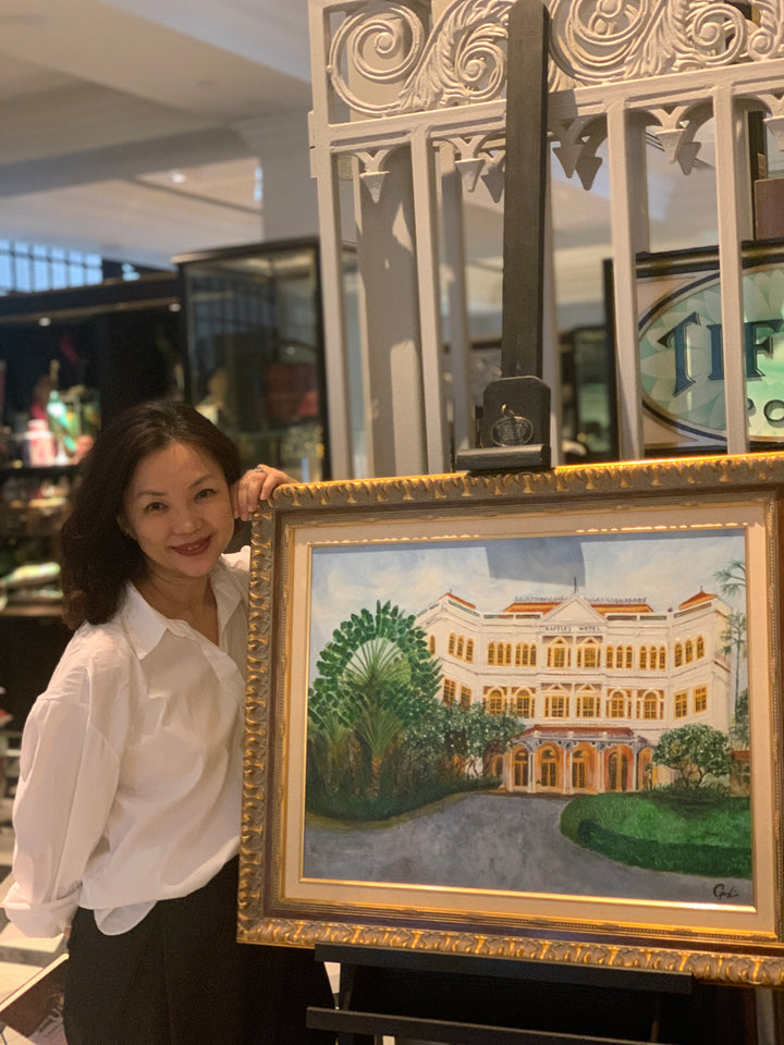 Raffles Hotel Painting by May Li Geoy