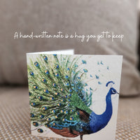 Peacock Whispers. "A hug you get to keep" Greeting Cards